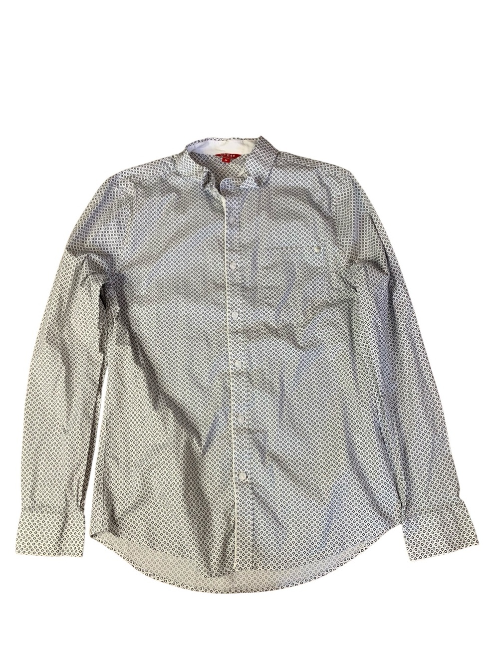 GUESS Men’s Geometric Print Long Sleeve Button Down Shirt - Medium